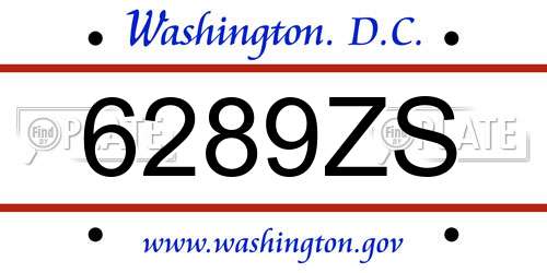 6289ZS District Of Columbia License Plate