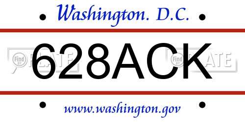 628ACK District Of Columbia License Plate