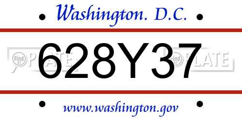 628Y37 District Of Columbia License Plate
