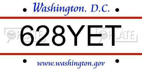 628YET District Of Columbia License Plate