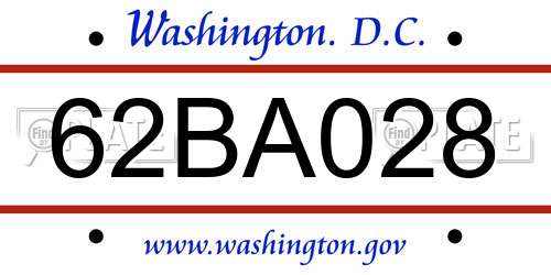 62BA028 District Of Columbia License Plate