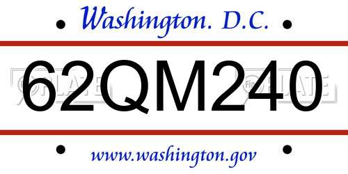 62QM240 District Of Columbia License Plate