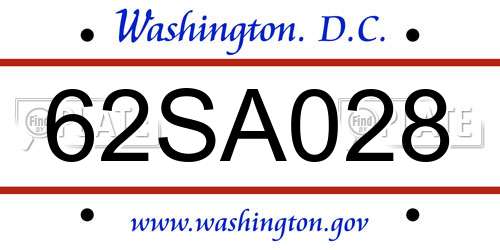 62SA028 District Of Columbia License Plate