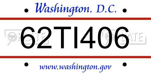 62TI406 District Of Columbia License Plate
