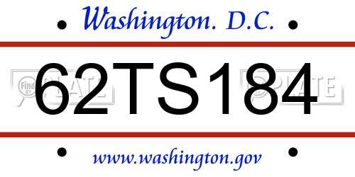 62TS184 District Of Columbia License Plate