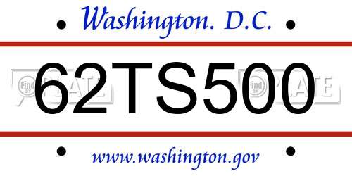 62TS500 District Of Columbia License Plate
