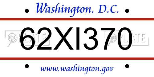 62XI370 District Of Columbia License Plate