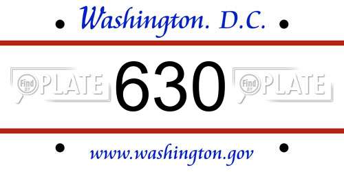 630 District Of Columbia License Plate