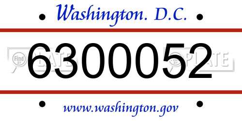 6300052 District Of Columbia License Plate