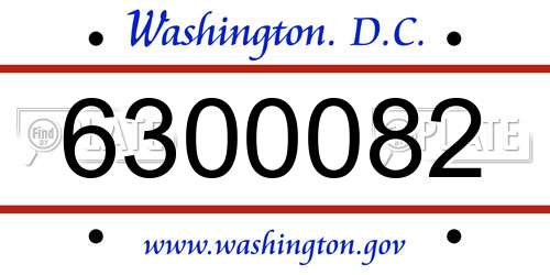 6300082 District Of Columbia License Plate