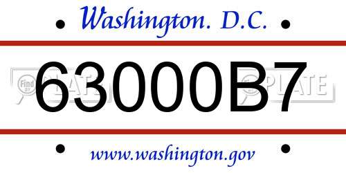 63000B7 District Of Columbia License Plate