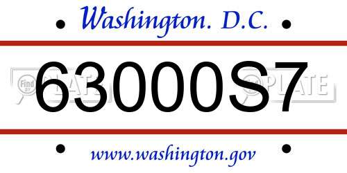 63000S7 District Of Columbia License Plate
