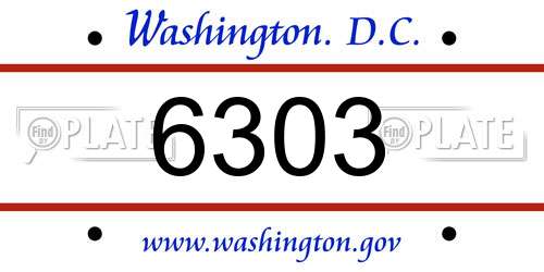 6303 District Of Columbia License Plate