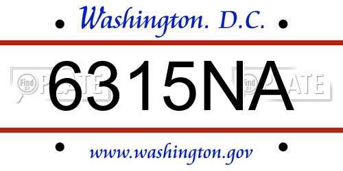 6315NA District Of Columbia License Plate