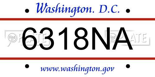 6318NA District Of Columbia License Plate