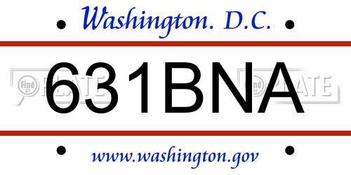 631BNA District Of Columbia License Plate