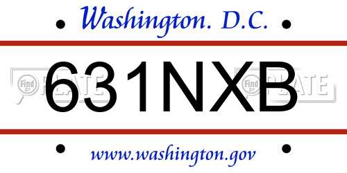 631NXB District Of Columbia License Plate
