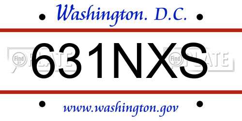 631NXS District Of Columbia License Plate