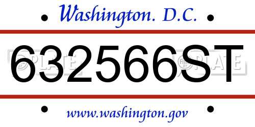 632566ST District Of Columbia License Plate
