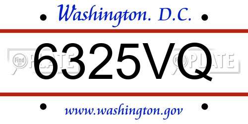 6325VQ District Of Columbia License Plate