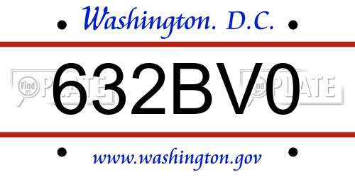632BV0 District Of Columbia License Plate