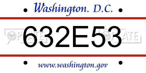 632E53 District Of Columbia License Plate