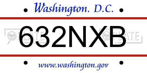 632NXB District Of Columbia License Plate