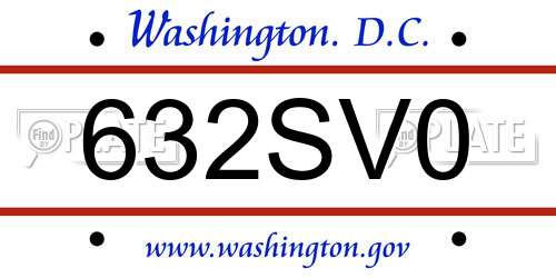 632SV0 District Of Columbia License Plate