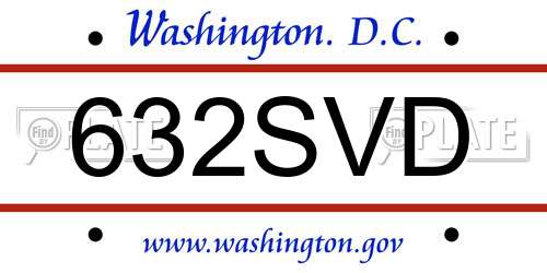 632SVD District Of Columbia License Plate