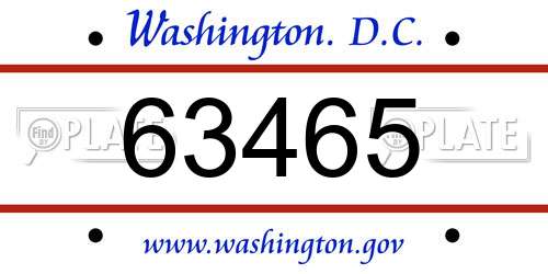 63465 District Of Columbia License Plate