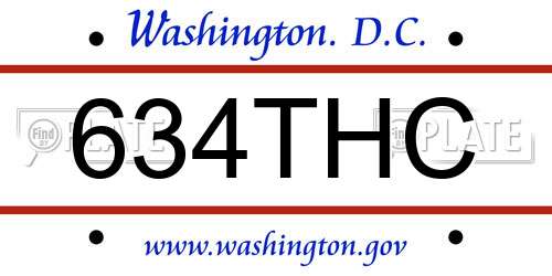 634THC District Of Columbia License Plate