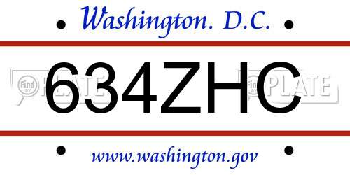 634ZHC District Of Columbia License Plate