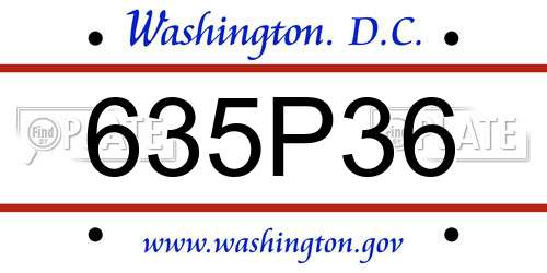 635P36 District Of Columbia License Plate