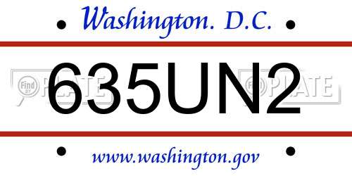 635UN2 District Of Columbia License Plate