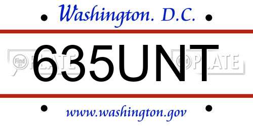 635UNT District Of Columbia License Plate