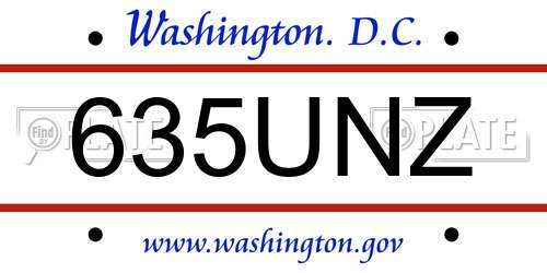 635UNZ District Of Columbia License Plate