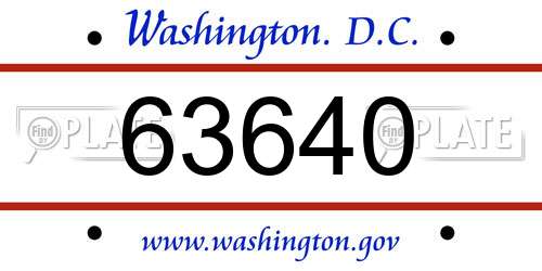 63640 District Of Columbia License Plate