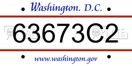 63673C2 District Of Columbia License Plate