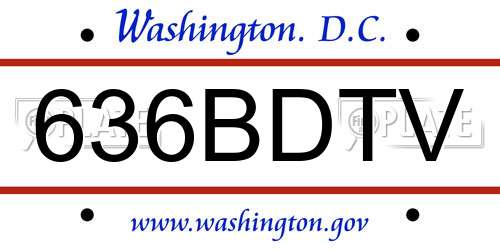 636BDTV District Of Columbia License Plate