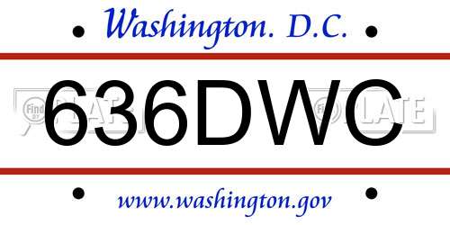 636DWC District Of Columbia License Plate