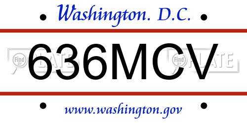 636MCV District Of Columbia License Plate
