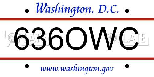 636OWC District Of Columbia License Plate
