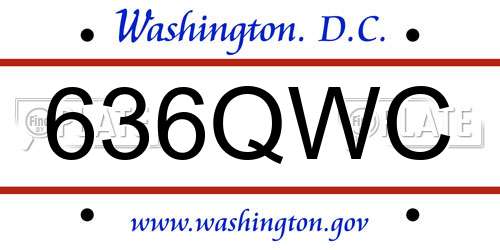 636QWC District Of Columbia License Plate