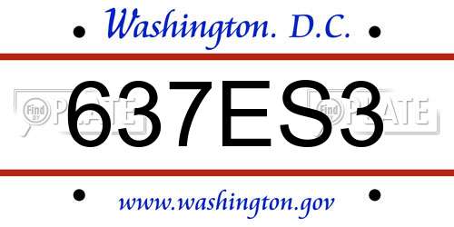 637ES3 District Of Columbia License Plate
