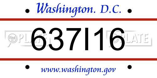 637I16 District Of Columbia License Plate