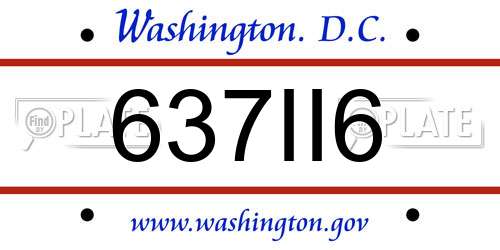 637II6 District Of Columbia License Plate