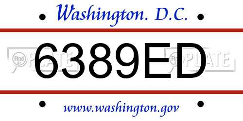 6389ED District Of Columbia License Plate