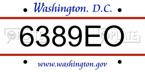 6389EO District Of Columbia License Plate