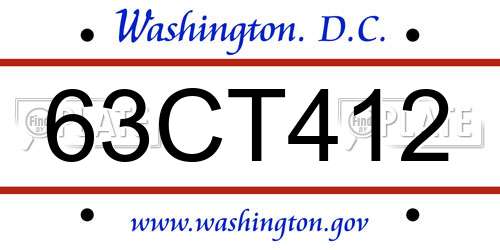 63CT412 District Of Columbia License Plate