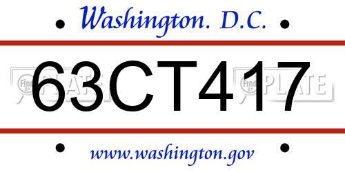 63CT417 District Of Columbia License Plate